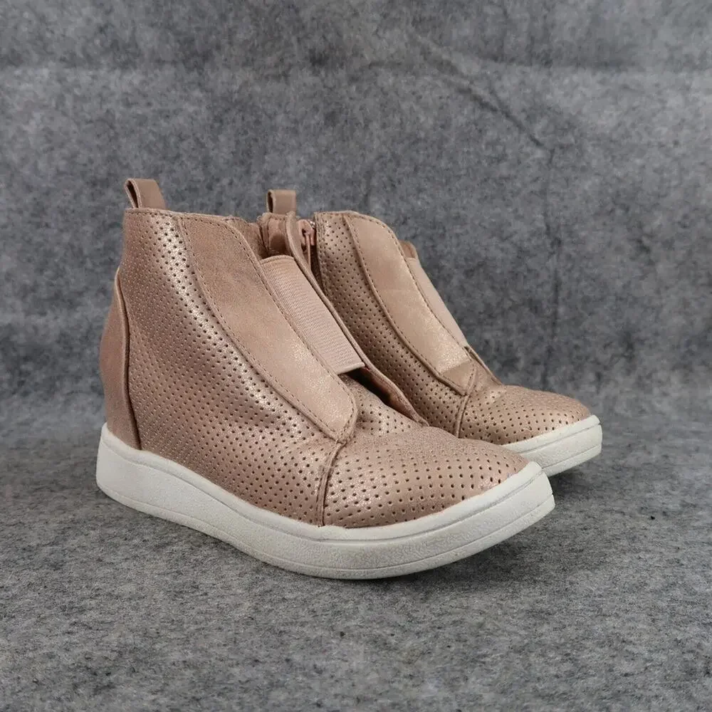 Mia Kids Shoes Girls 12 Sneakers Fashion Hidden Wedge Perforated Zip Rose Gold